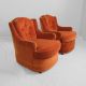 2 Mid Century Modern Art Deco Style Orange Velvet Club Chairs Mod 1970s Vintage Post-1950 photo 2