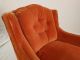 2 Mid Century Modern Art Deco Style Orange Velvet Club Chairs Mod 1970s Vintage Post-1950 photo 4