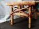 Primitive Handmade Americana Wood Stool Stand Red Paint Bark Bent Twigs 12x9x9 Unknown photo 3