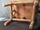 Primitive Handmade Americana Wood Stool Stand Red Paint Bark Bent Twigs 12x9x9 Unknown photo 4