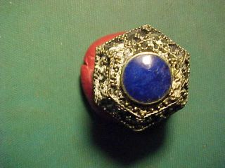 Near Eastern Hand Crafted Ring Lapis Lazuli Stone 1700 - 1900 photo