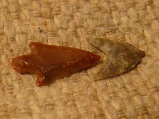 2 Ancient Neolithic Period Intact Stone Arrowheads photo