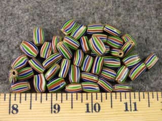 (10) Old Hudsons Bay Company Trade Beads Pinched Chevron Watermelon Beads 1800 photo