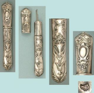 Antique Silver Needle Case French Hallmarks Circa 1900s photo