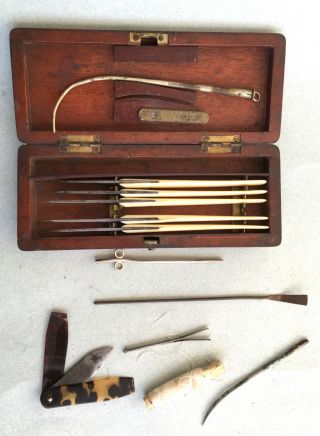 Antique Boxed Surgical Scalpel Medical Instruments File Catheter Needle Hilliard photo