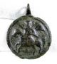 Rare Medieval Bronze Religious Pendant Depicting St.  George - Wearable - Mn86 Roman photo 1