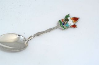Antique Sterling Silver Souvenir Spoon Quebec City Enamel photo