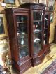 Carved Victorian Triple Door Bowed Glass Bookcase Near Cherry 1800-1899 photo 9