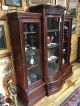 Carved Victorian Triple Door Bowed Glass Bookcase Near Cherry 1800-1899 photo 1