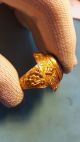 Rare Ancient Gold Gilded Silver Ring With With Lapis Stone Insert 100 - 400ad Roman photo 1