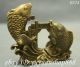 Chinese Exquisite Pure Brass Lucky Carp Fish Jump Dragon Door Art Statue Other Antiquities photo 2