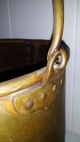 Antique Vintage Brass Riveted Bucket Coal Hod Wood Holder 11 1/4 