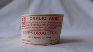 Vintage Medicine Bottle Label Poison Oxalic Acid Medical 200 Skull Crossbones photo
