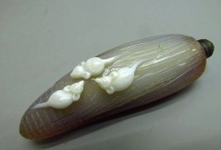 Chinese Agate Carved Mice Eat Corn Shape Snuff Bottle photo