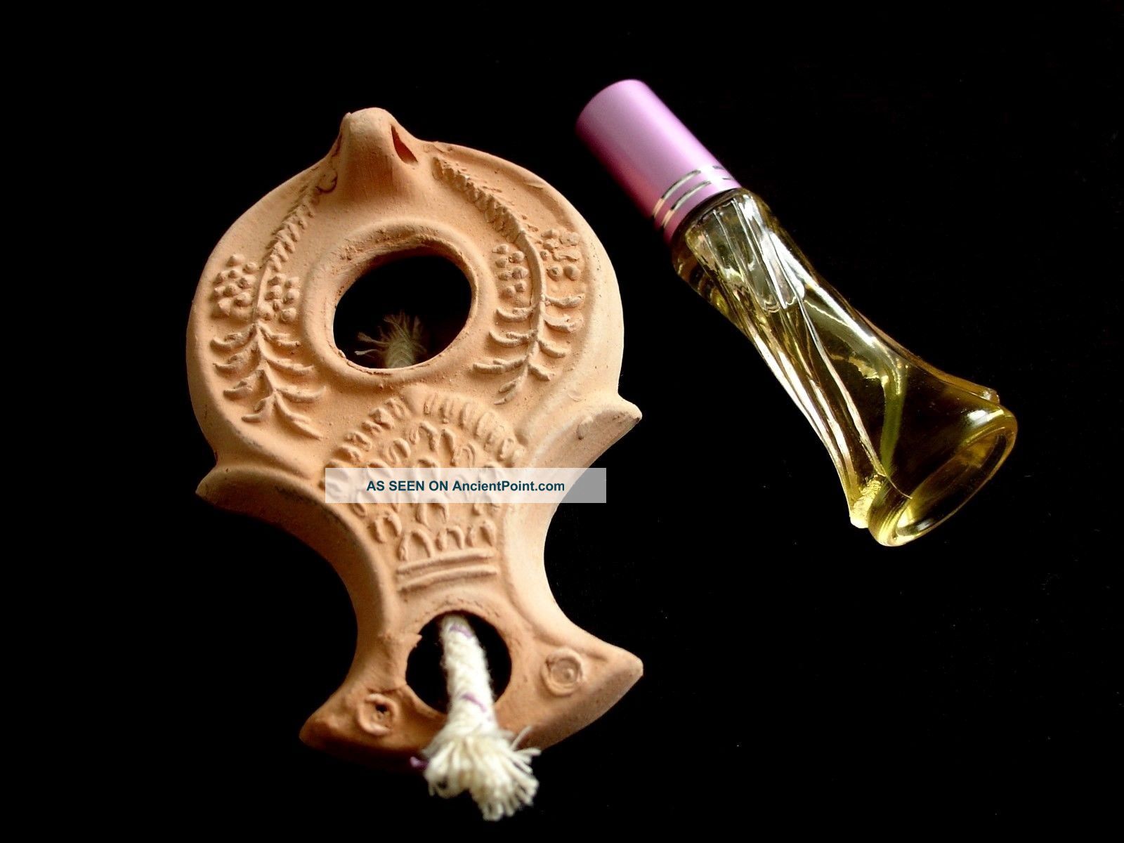 Ancient Jewish Roman Darom Oil Lamp Reproduction Wick,  Olive Oil,  Instruction Reproductions photo