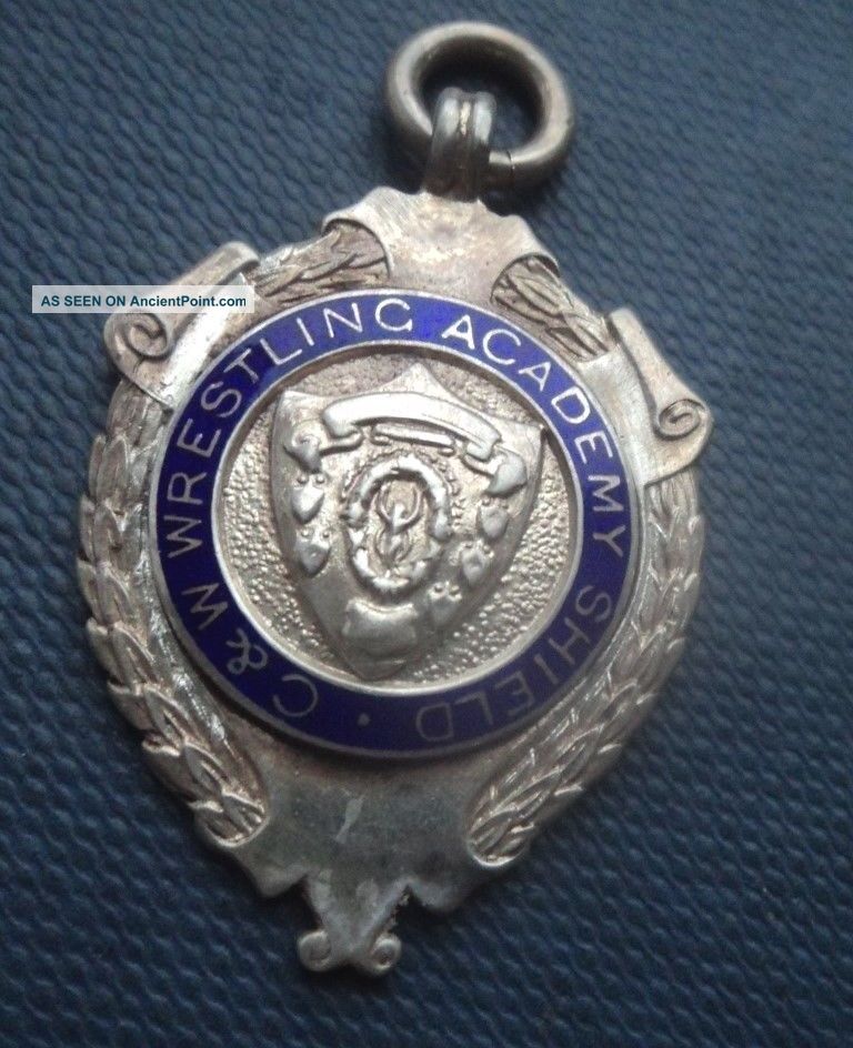 Sterling Silver & Enamel Cumberland Wrestling Fob Medal - Kirkbride Cumbria Pocket Watches/Chains/Fobs photo