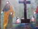 1800 ' S Retablo Joseph And Mary On Each Side Of The Cross &2 Sowls Latin American photo 2