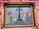 1800 ' S Retablo Joseph And Mary On Each Side Of The Cross &2 Sowls Latin American photo 7