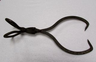 Antique Ice Block Carrier Hook Tongs Compound Clamp Iron Tool Rare U4 photo
