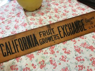 Vtg Wood Crate Box End Primitive Sign California Fruit Growers Great Patina Aafa photo