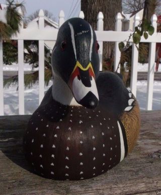 Vintage Wood Duck Decoy Signed Dated Grauer 1985 Brick Nj Wooden Drake photo