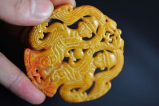 Collectible Chinese Old Jade People&phoenix Lucky Pendant Jp157 photo