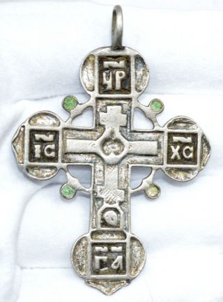 Rare Late Medieval Silver Enameled Cross Pendant (incl) - Wearable - Qr59 photo