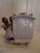 Rare Antique German Bisque Blackamoor Cherub Figural Wheeled Gypsy Cart Planter Figurines photo 7