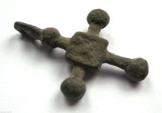 Circa.  1300 A.  D Medieval Period Ae Bronze Pilgrim Cross Pendant photo