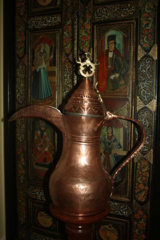Very Large 64cm Antique Dallah Coffee Pot Middle East Bedouin Redcopper photo