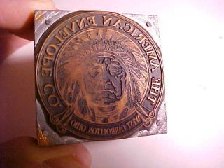 1895 American Envelope Co.  Dayton Ohio Printing Block W/indian Chief Fine photo