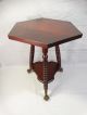 19thc Antique Victorian Era Ball & Claw Feet Carved Wood Plant Stand Old Table 1800-1899 photo 1