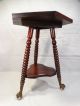 19thc Antique Victorian Era Ball & Claw Feet Carved Wood Plant Stand Old Table 1800-1899 photo 5