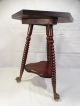 19thc Antique Victorian Era Ball & Claw Feet Carved Wood Plant Stand Old Table 1800-1899 photo 6