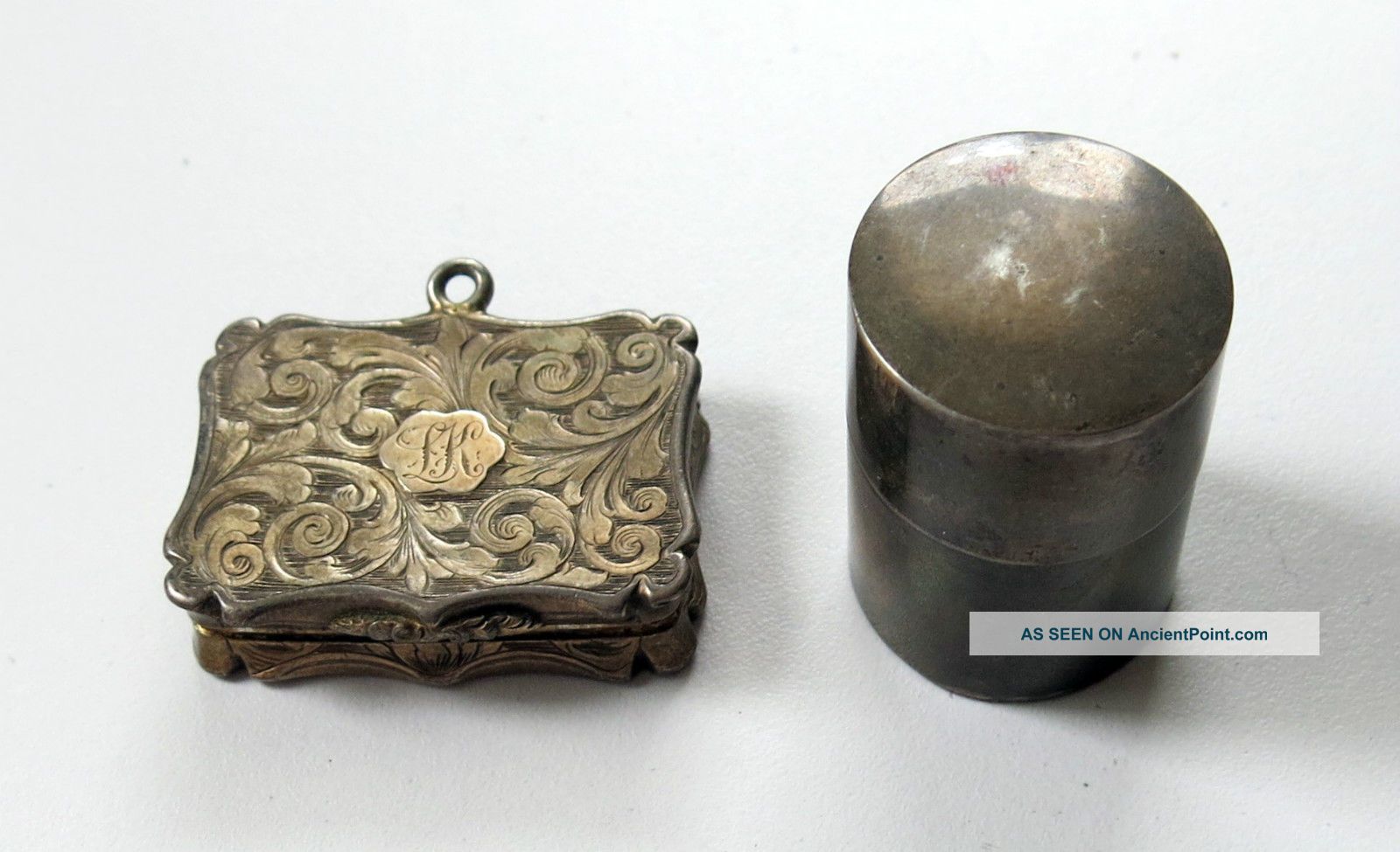 Antique British Sterling Silver Vesta Case & 1843 Vinaigrette By Nathaniel Mills Sterling Silver (.925) photo