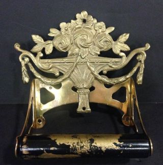 Antique Ornate Brass Depose Toilet Paper Holder photo
