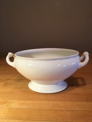 Antique/vintage White Ironstone Footed Soup Tureen,  W/ Ladle photo