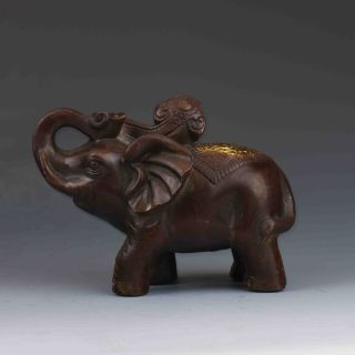 Chinese Bronze Gilt Hand - Carved Elephant Statues G468 photo