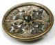 Antique Pierced Brass Button Fleur De Lis W/ Cut Steel Star Center - 1 & 1/16 