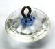 Antique Radiant Glass Button Back Molded Flower W/ Blue Color - 9/16 