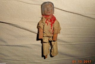 Aafa Antique Hand Carved Wood & Painted Male Peg Doll photo