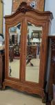 Antique French Louis Xv Walnut Armoire W Double Mirrored Door 1800-1899 photo 2