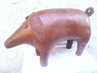 Dimitri Omersa Pig Hog Leather Foot Stool Ottoman Replaced Tail photo