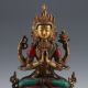China Brass Gilt Turquoise Hand - Painted Carved Four Armt Tara Buddha Statue Other Antique Chinese Statues photo 1