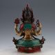 China Brass Gilt Turquoise Hand - Painted Carved Four Armt Tara Buddha Statue Other Antique Chinese Statues photo 4