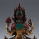 China Brass Gilt Turquoise Hand - Painted Carved Four Armt Tara Buddha Statue Other Antique Chinese Statues photo 5