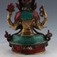 China Brass Gilt Turquoise Hand - Painted Carved Four Armt Tara Buddha Statue Other Antique Chinese Statues photo 6