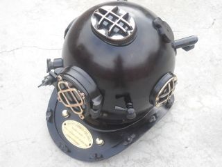 U.  S Navy Mark Iv Solid Brass Diving Divers Black - Vintage Nautical Divers Helmet photo