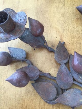 Rusty Primitive Metal Candle Holders Antique photo