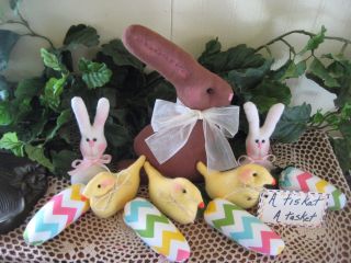 Handmade Fabric Easter Rabbit Egg Ornies Basket Bowl Fillers Home Decor photo